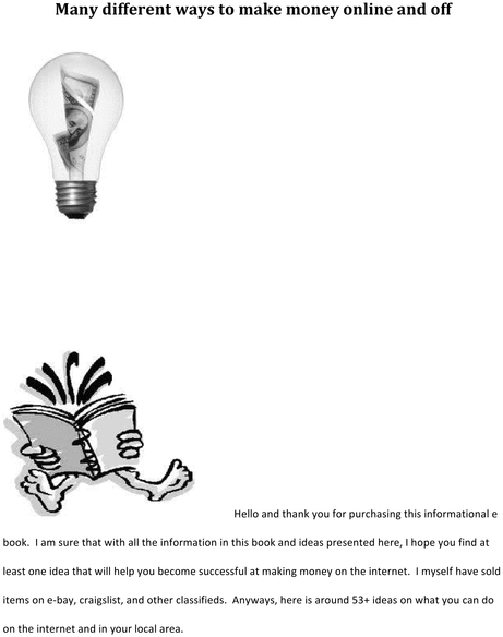Product picture many ideas of making money online and off